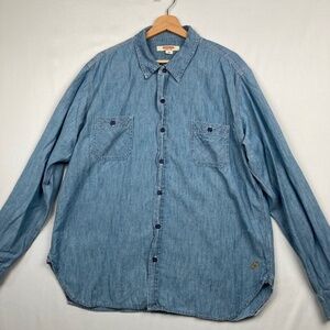 Birdwell Denim Button Up Shirt Long Sleeve Made in USA Size XL Workwear